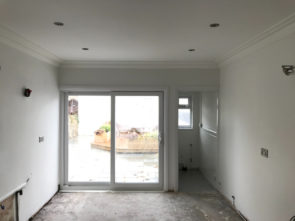 Kitchen plaster walls and ceiling. Blake Plastering, Cardiff Plasterer