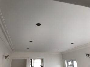 Kitchen re-plastering ceiling and walls. Cornice fitted. Blake Plastering, Cardiff Plasterer
